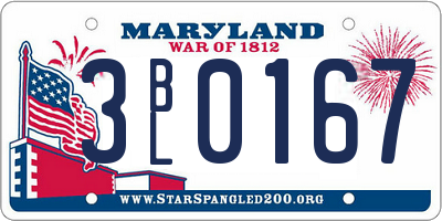 MD license plate 3BL0167