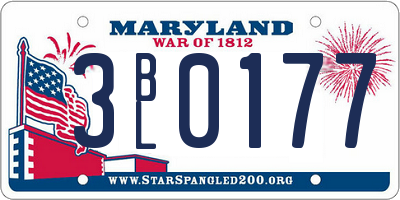 MD license plate 3BL0177