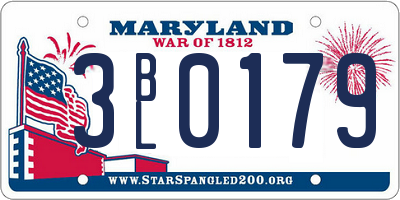 MD license plate 3BL0179