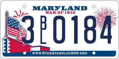 MD license plate 3BL0184