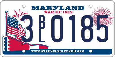 MD license plate 3BL0185