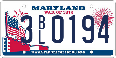 MD license plate 3BL0194