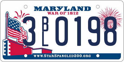 MD license plate 3BL0198