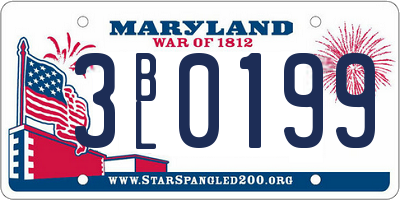 MD license plate 3BL0199