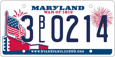 MD license plate 3BL0214