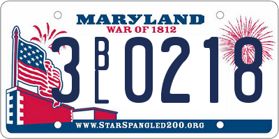 MD license plate 3BL0218