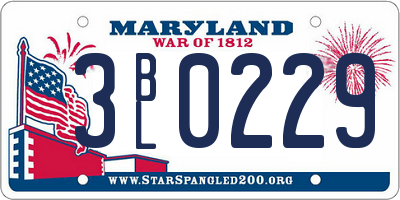 MD license plate 3BL0229