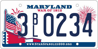 MD license plate 3BL0234