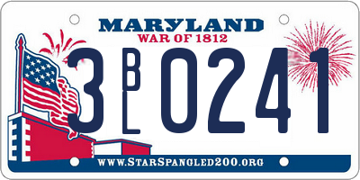 MD license plate 3BL0241