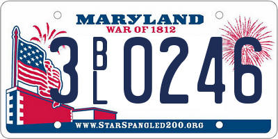 MD license plate 3BL0246