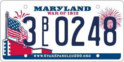 MD license plate 3BL0248
