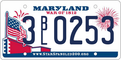 MD license plate 3BL0253