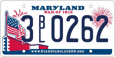 MD license plate 3BL0262
