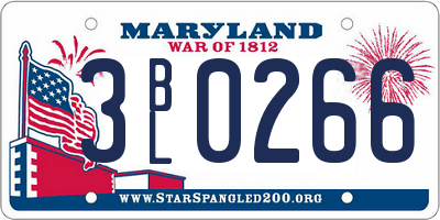 MD license plate 3BL0266