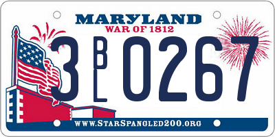 MD license plate 3BL0267