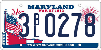 MD license plate 3BL0278