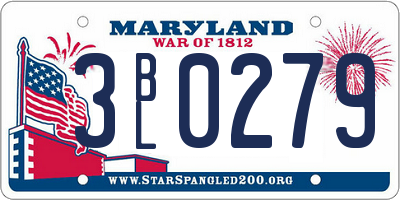 MD license plate 3BL0279