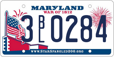 MD license plate 3BL0284