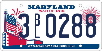 MD license plate 3BL0288