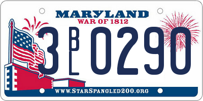 MD license plate 3BL0290