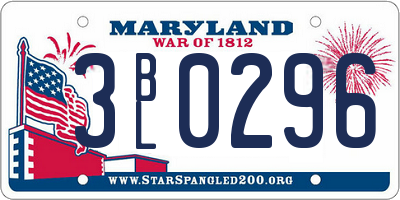 MD license plate 3BL0296