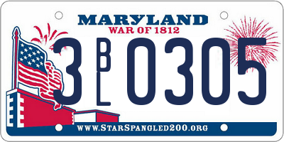 MD license plate 3BL0305