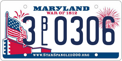 MD license plate 3BL0306
