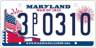 MD license plate 3BL0310