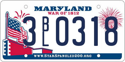 MD license plate 3BL0318