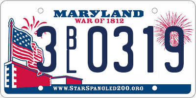 MD license plate 3BL0319