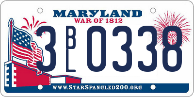MD license plate 3BL0338