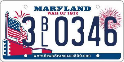 MD license plate 3BL0346