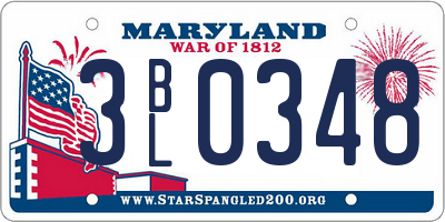 MD license plate 3BL0348