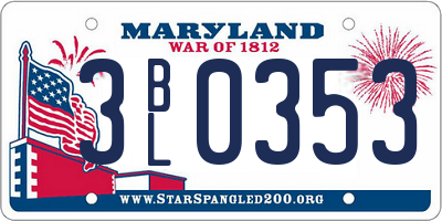 MD license plate 3BL0353
