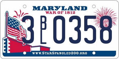 MD license plate 3BL0358