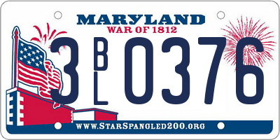MD license plate 3BL0376