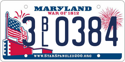 MD license plate 3BL0384