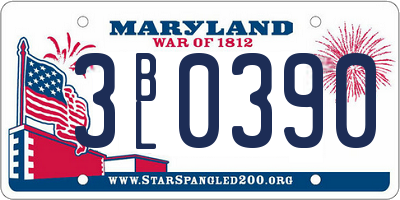 MD license plate 3BL0390
