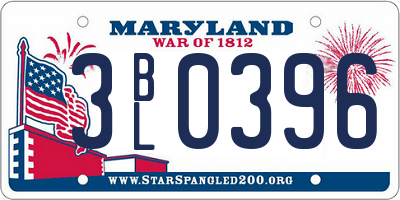 MD license plate 3BL0396
