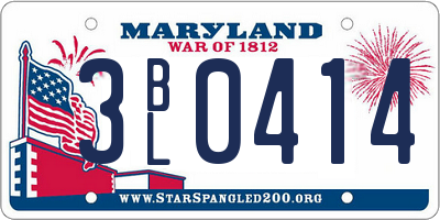 MD license plate 3BL0414