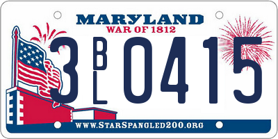 MD license plate 3BL0415