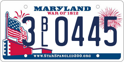 MD license plate 3BL0445