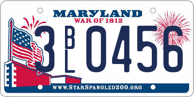 MD license plate 3BL0456