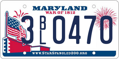 MD license plate 3BL0470