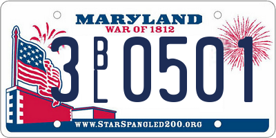 MD license plate 3BL0501