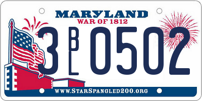 MD license plate 3BL0502