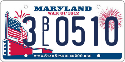 MD license plate 3BL0510
