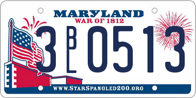 MD license plate 3BL0513