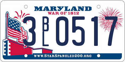 MD license plate 3BL0517