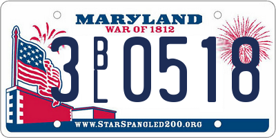 MD license plate 3BL0518